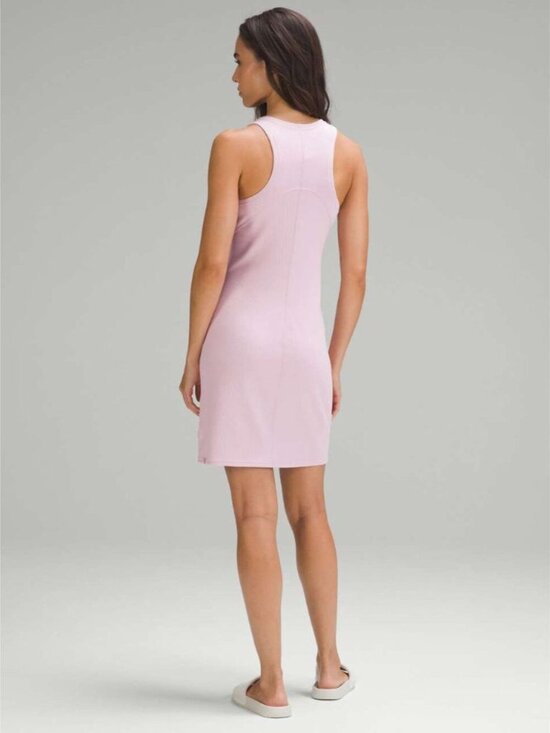 Lululemon Ribbed Softstreme Slim-Fit Tank Dress Pink Peony Size 4